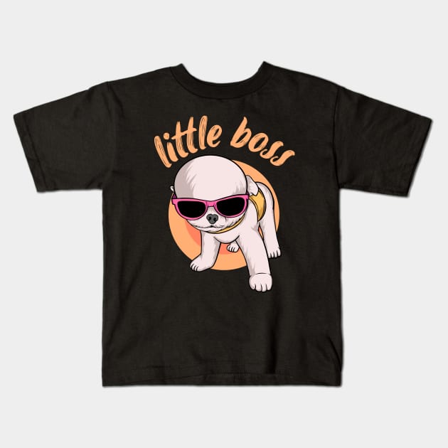 Little Boss, Puppy Cute Kids T-Shirt by MoniaRoar